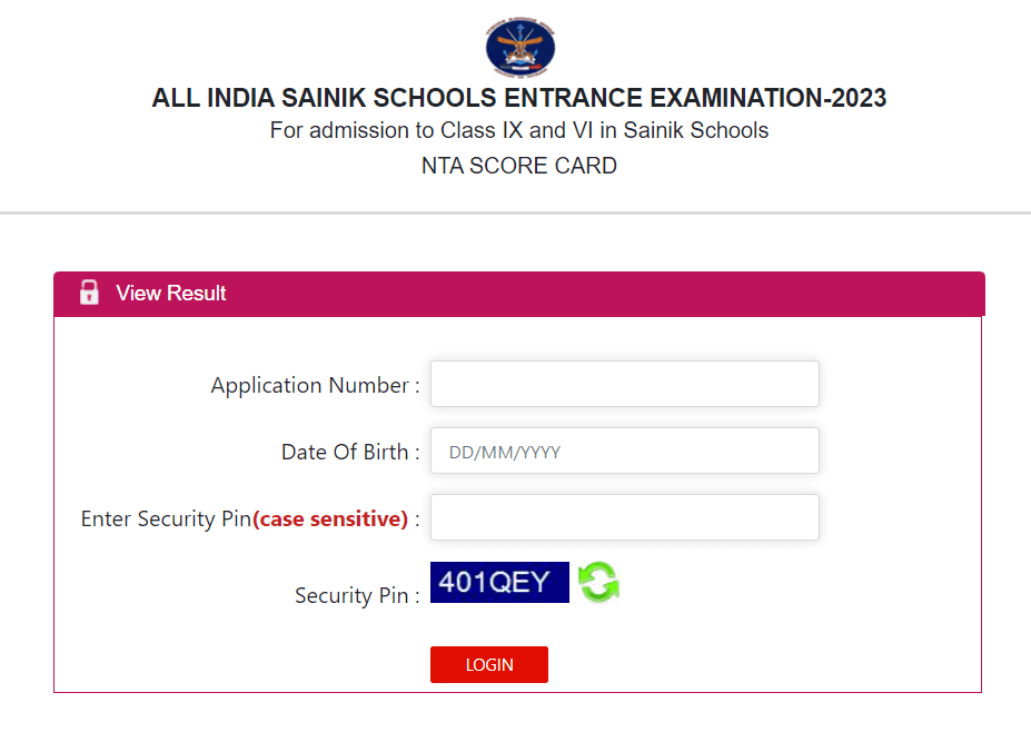 AISSEE Sainik School Result 2023 Score Card Online